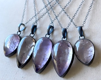 amethyst necklace, boho necklace, pink amethyst necklace, February birthstone, statement necklace, purple stone necklace