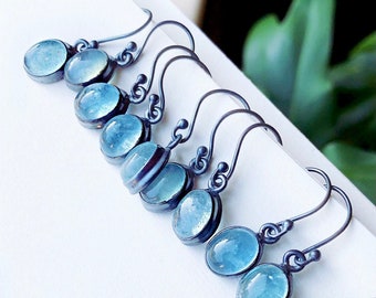 Aquamarine earrings, aquamarine crystal earrings