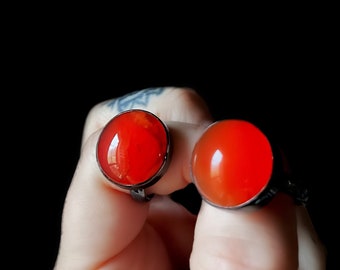 Carnelian ring, full moon ring, orange gemstone ring