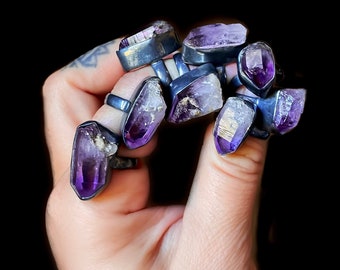 Roher mexikanischer Veracruz Amethyst Kristall Ring