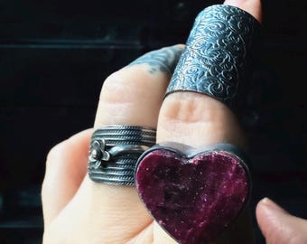 Ruby ring, genuine ruby ring, statement ring, heart ring, gift for her