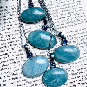 Aquamarine necklace, Blue kyanite necklace, March birthstone, multistone necklace, blue stone necklace