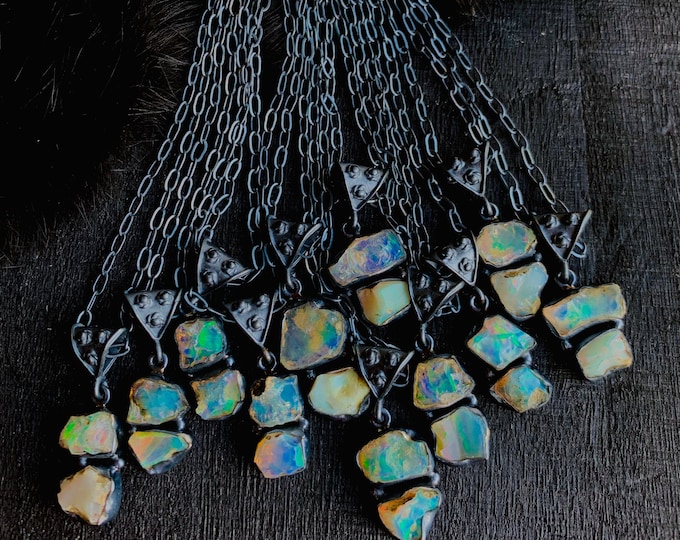 Raw opal necklace October birthstone necklace