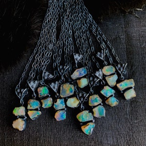 Raw Opal Necklace, Birthstone Necklace, Libra Necklace, Raw Stone Necklace, Raw Crystal Necklace, Delicate Necklace, Raw Gemstone Necklace