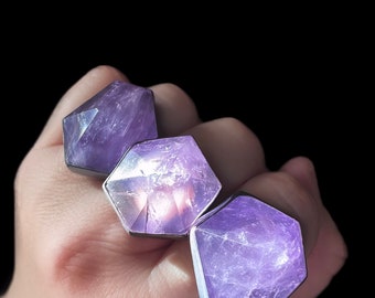 Raw Amethyst ring, point ring, statement ring