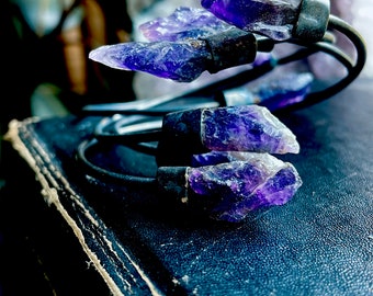 Amethyst bracelet, amethyst cuff bracelet