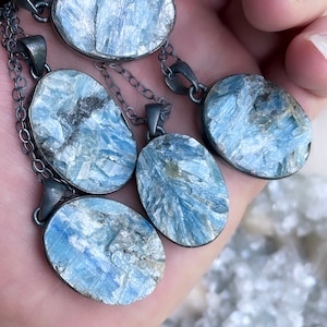 Kyanite necklace, raw crystal necklace, boho necklace