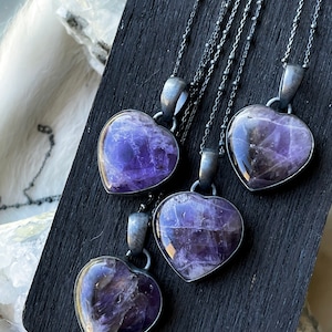 Amethyst necklace, February birthstone, heart necklace, boho necklace, valentines jewelry, gift for her