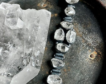 Herkimer Diamond bracelet, black onyx bracelet