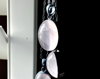 Rose quartz necklace, pink stone necklace, quartz pendant, boho necklace