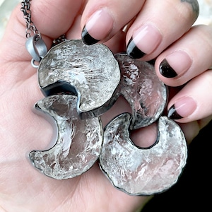 Quartz moon necklace, raw crystal quartz, crescent moon necklace