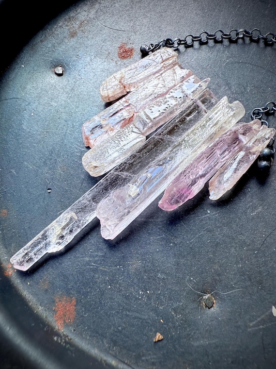 pink kunzite necklace, pink stone necklace gemstone necklace, Brazilian jewelry