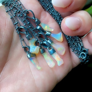 Raw Opal Necklace, Birthstone Necklace, Libra Necklace, Raw Stone Necklace, Raw Crystal Necklace, Delicate Necklace, Raw Gemstone Necklace