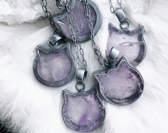 Amethyst cat necklace