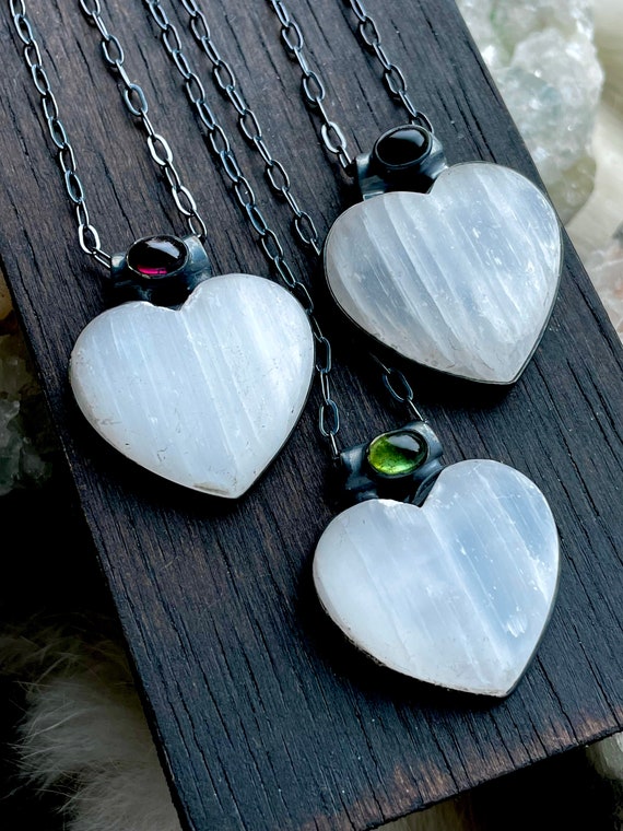 Selenite sale necklace etsy