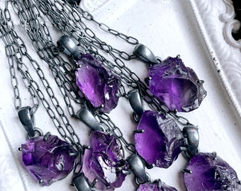 Rohe Amethyst Halskette, Roher Amethyst Kristall Anhänger