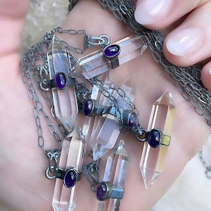 Quartz necklace, amethyst necklace, point necklace