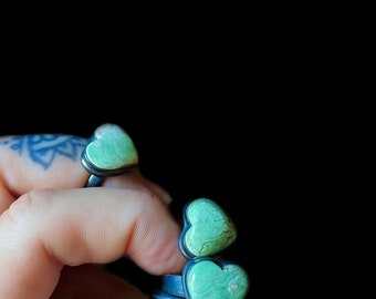 Chrysoprase ring, heart ring, green stone ring, valentines ring, boho ring