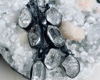 Huge Herkimer Diamond necklace, raw crystal necklace