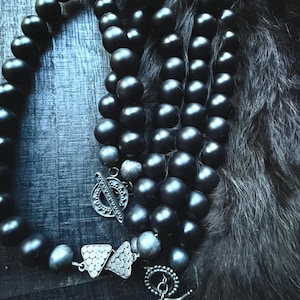 Black obsidian necklace, choker, beaded necklace, statement necklace