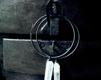 Crystal hoops, quartz earrings, quartz hoop earrings, Sterling silver hoops