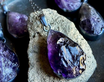 Rohe Amethyst Halskette, Februar Geburtsstein, Dagger Pfeilspitze Halskette