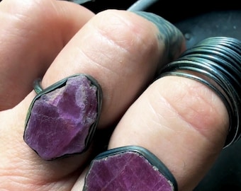 Raw Ruby Ring, statement ring, Raw Crystal Ring, Raw Stone Ring, July Birthstone