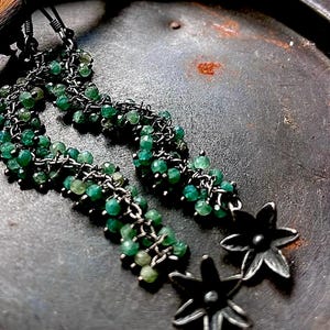 Emerald earrings, raw emerald earrings, dangle earrings