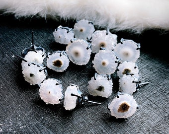 Stalactite earrings, white druzy studs