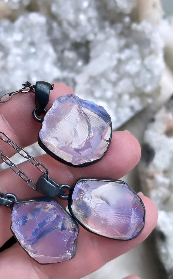 Lavender Quartz Necklace Raw Crystal 