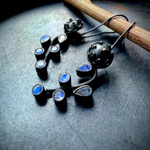 Rainbow moonstone earrings, dangle earrings, long earrings