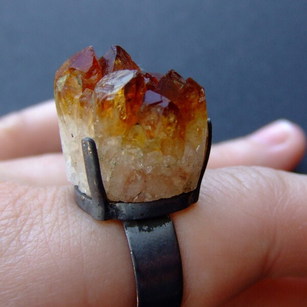 beijo de citrina. Brazilian citrine DRUZY ring