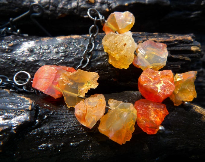 Raw Orange Opal Earrings, Gemstone Earrings, Birthstone Earrings