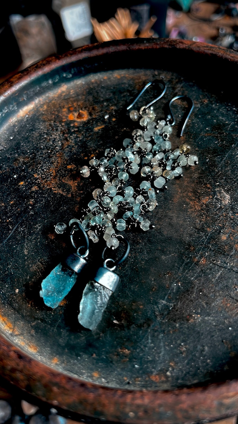 Aquamarine earrings, dangle earrings image 1
