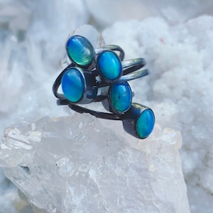 Opal Ring, blue opal ring, gift for her, dainty opal ring, stacking ring