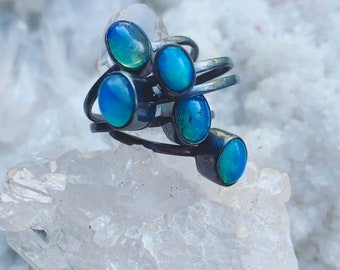 Opal Ring, blue opal ring, gift for her, dainty opal ring, stacking ring