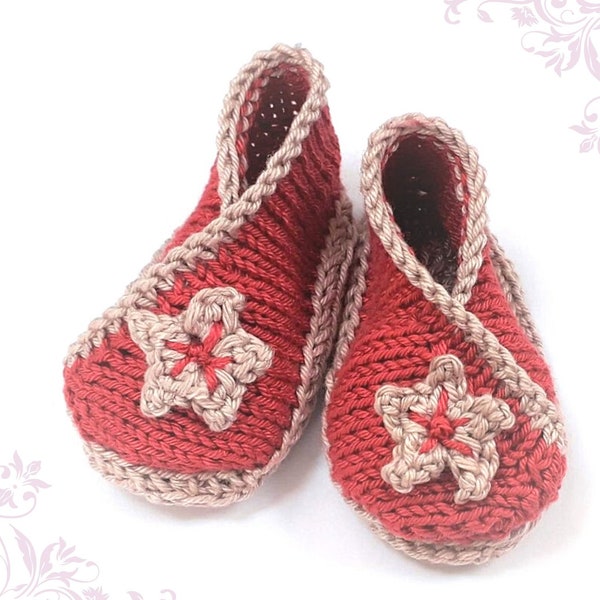 Modèle de tricot Chaussures kimono pour bébé Chaussons - Chaussures croisées pour bébé - 1 taille nouveau-né - 6 mois