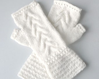 Knitting Pattern Fingerless Gloves Armwarmers  - Wavy Cable Fingerless Gloves