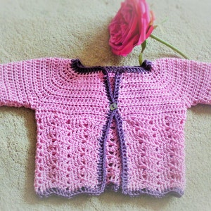 Crochet Pattern Seamless Top Down Baby Girl Cardigan Jacket - Etsy