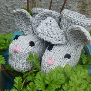 Baby EASTER KNITTING PATTERN Baby Bunny Booties 2 Sizes Newborn 12 Mths Baby Bootees, Boots, Shoes, perfect Baby Shower Gift image 1