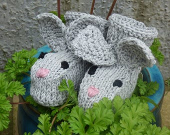 Baby EASTER KNITTING PATTERN - Baby Bunny Booties- 2 Sizes Newborn - 12 Mths - Baby Bootees, Boots, Shoes, perfect Baby Shower Gift