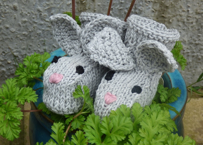 Baby EASTER KNITTING PATTERN Baby Bunny Booties 2 Sizes Newborn 12 Mths Baby Bootees, Boots, Shoes, perfect Baby Shower Gift image 1