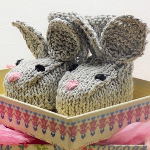 Baby EASTER KNITTING PATTERN Baby Bunny Booties 2 Sizes Newborn 12 Mths Baby Bootees, Boots, Shoes, perfect Baby Shower Gift image 3