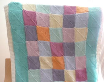 INSTANT DOWNLOAD Knitting PATTERN Pretty Patchwork Baby Blanket