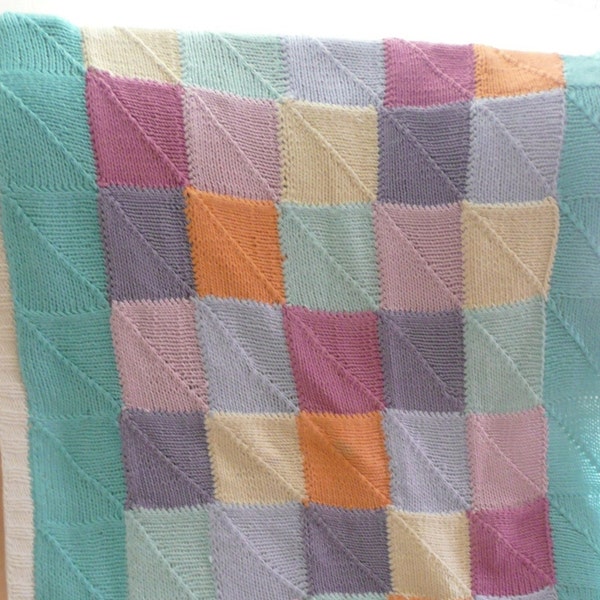 INSTANT DOWNLOAD Knitting PATTERN Pretty Patchwork Baby Blanket