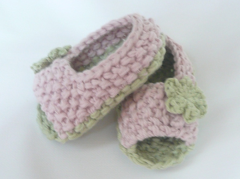 Instant DIGITAL DOWNLOAD Knitting PATTERN Booties Baby Peeptoe Sandals Shoes image 1
