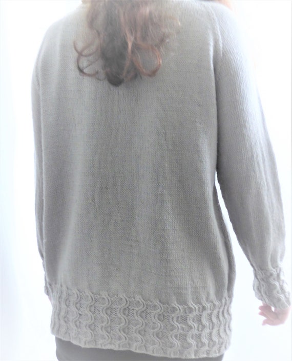 Easy Top Down Seamless Raglan Sweater Wavy Cables Knitting Pattern PDF Download Jumper 4 Ply Gwenver 6 sizes XS 2XL for teens & adults
