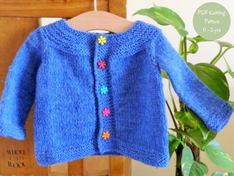 Digital Knitting Pattern Cardigan Sweater Orla an everyday Seamless Top Down Yoked Cardigan 5 Sizes for 0 5 yrs image 2