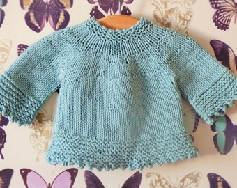 Knitting Pattern Tunic Sweater - Tilly a Seamless Top Down Jumper (6 Sizes, 0 - 7 yrs) Worsted Aran yarn