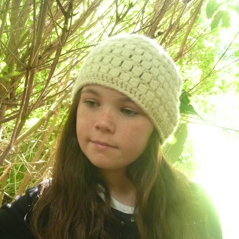 Crochet Pattern Hat Beanie Beret Cannizaro Cream Hat for Teens & Adults image 1